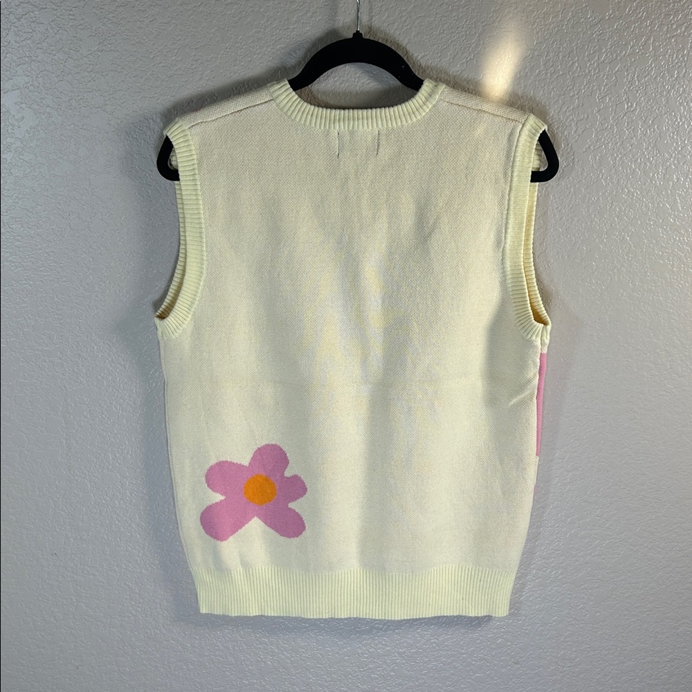 GOLF Wang Floral Knit Sweater Vest – Cream & Pink – Size Small - Picture 3 of 3